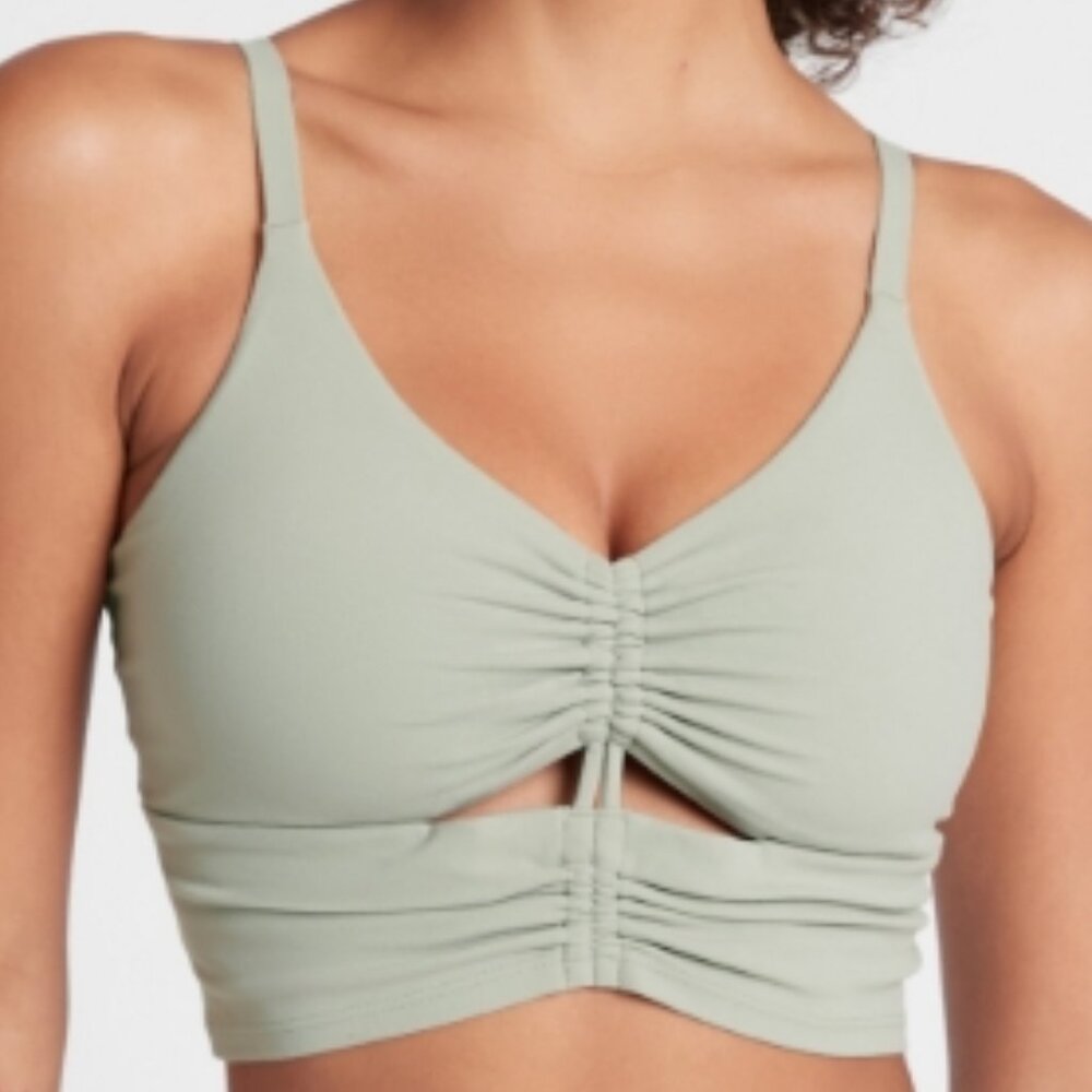 Athleta‎ Cinch Longline Sports Bra A-C Cup Sage Green Activewear Sportsbra Small